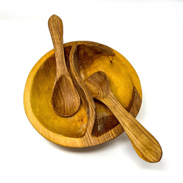 olive wood dual blow with spoons